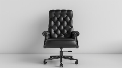 Wall Mural - Black office chair set against a white backdrop