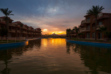 Wall Mural - View of sunset in Sharm El Sheikh resort