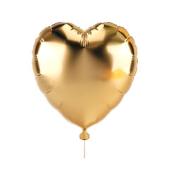 Wall Mural - gold heart shaped balloon isolated on transparent background. generative ai