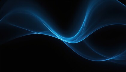 Poster - photo beautiful modern blue background with shining wavy lines on dark background