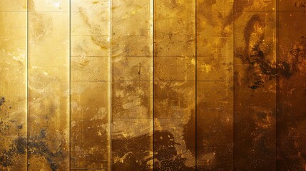 Naklejka na meble elegant gold folding screen texture, opulent gold paper, festive new year's card, traditional Japanese paper, detailed Japanese pattern wallpaper, brush art, dark background