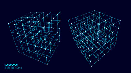 Poster - Big Data Storage Technology. Abstract Data Cube Background. Modern Technology Banner. Information Server. Data Science Computer Science Algorithms Vector Illustration.