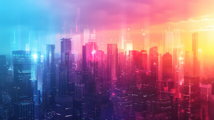 Aufkleber - Gorgeous Cityscape abstraction wallpaper