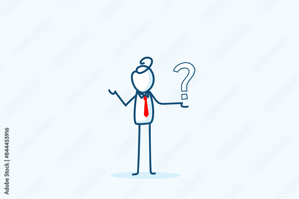 Stick Man Problem Solving businessman stick figure character showing a small question mark on ...