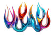 © TulenMalen - Holographic 3D chrome fire icon in Y2K style. Molten mercury, flames on a transparent background, PNG. Bright vibrant colors.