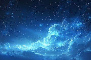 Wall Mural - the magical texture of space with endless stars and shining clouds, blue galaxy space background