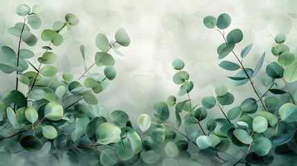 Sticker - Mesmerizing Watercolor Eucalyptus Leaves in Tranquil Woodland Setting