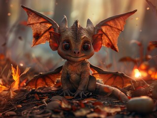 Wall Mural - Baby dragon, Daylight Photography, in direct angle 