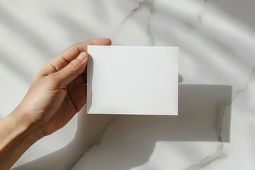 Blank White Card Mockup on Hand created with Generative AI