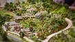 © klss777 - A detailed model of a retirement community, resembling a quaint military outpost with lush gardens and scenic views.