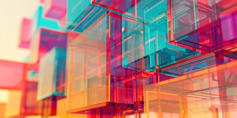 Wall Mural - Stacked Colorful Glass Cubes Abstract Background