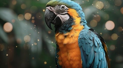 Wall Mural -    a blue and yellow parrot with sharp background