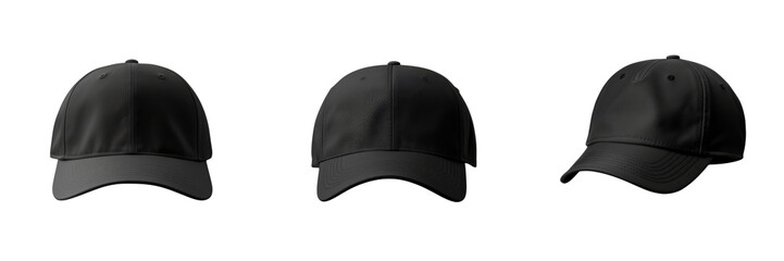 Collection of baseball caps mockup on transparent or white background