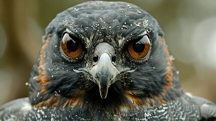 Sticker -   A bird with dirt on its face and a blurry background in a close-up shot