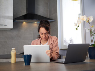 Businesswoman working at home - stress - period