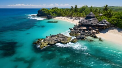 Wall Mural - Panoramic view of beautiful tropical beach with turquoise water