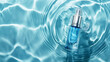 © Svetlana Zibrova - Blue cosmetic jar with facial serum on a background of blue water