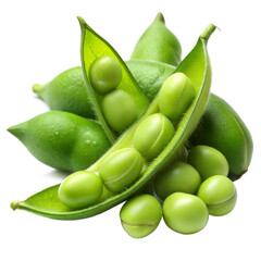 Fresh green edamame beans on transparent background