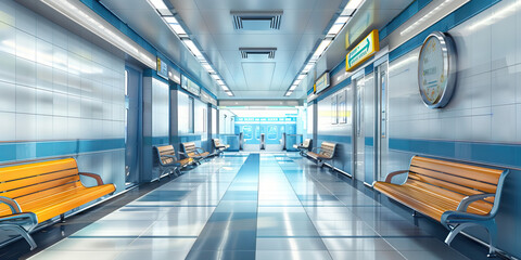 Wall Mural - Subway Serenity: Calm and Empty Station Interior with Modern Design Elements