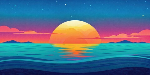 Poster - Vibrant sunset over the ocean.