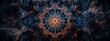 © pham - A digital art piece featuring abstract blue and orange swirling patterns that create a complex and intricate mandala