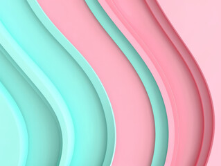 Sticker - Abstract wavy background with pink and turquoise pastel layers, creating a soft and serene design. Suitable for banner, card, or advert backdrop.