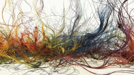 Wall Mural -   A group of wires in various colors  adorn a white background