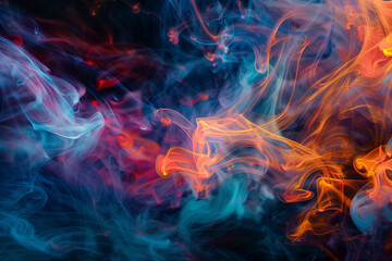 Aufkleber - Luminous streams of multicolored ink intertwine, crafting a dynamic and harmonious abstract masterpiece in water.