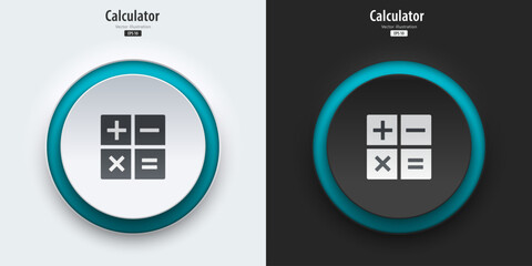 Poster - Calculator sign. A set of black and white round buttons with calculator symbols. 3D Neumorphism design style for Apps, Websites, Interfaces, and mobile apps. UI UX. Vector illustration.