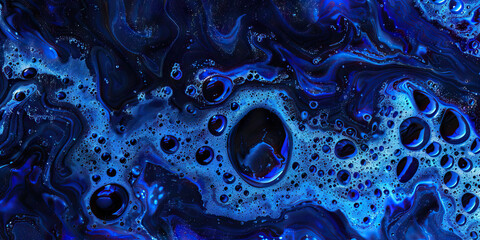 Wall Mural - Sapphire Blue Degreaser Dissolution: High-resolution microscopy of sapphire blue-colored degreaser agents, showcasing oil and grease dissolution.