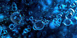 © Lila Patel - Cobalt Blue Detergent Action: High-resolution microscopy of cobalt blue-colored detergent molecules, showcasing surface cleaning and stain removal