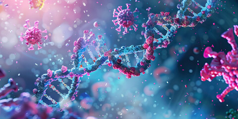 Wall Mural - Virus Genome Organization: A diagram showing the organization of the novel virus genome, including the different genes responsible for viral replication and virulence.