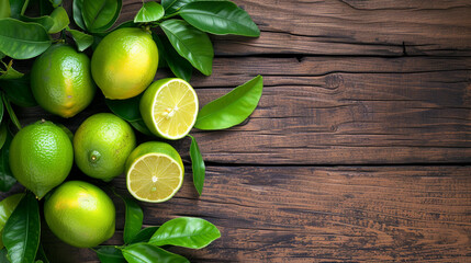 Wall Mural - a bunch of limes on a wooden table