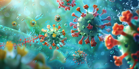 Wall Mural - Virus Capsid Structure: A close-up view of the capsid of the novel virus, showing its protein coat that protects the viral genetic material