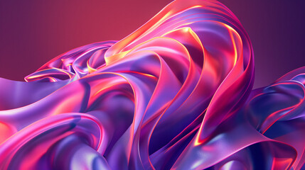 Poster - Abstract wallpaper displaying a glowing curve in pastel pink and purple tones, evoking a tranquil and ethereal atmosphere
