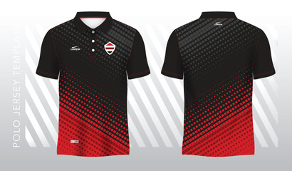 abstract red polo jersey sport. Sport uniform in front and back view. Mock up for sport club.