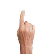 © valiantsin - Hand pointing up with index finger, isolated on white. Gesture indicating touch or selection, ideal for navigation and interactive concepts. Close up view showing detail., transparent PNG