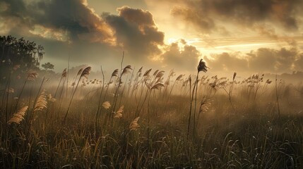 Wall Mural - sunset in the field