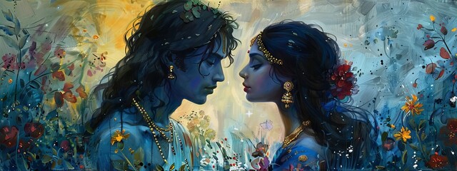 painting of meera bai and krishna in love