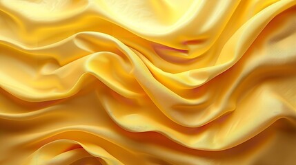 Wall Mural - A close-up image of a smooth, yellow fabric with delicate folds and wrinkles, creating a soft and gentle texture