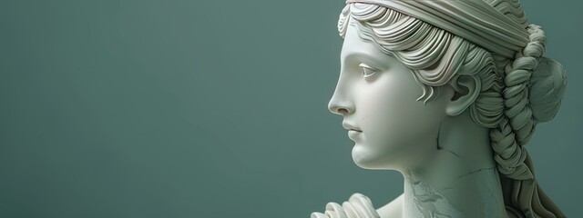 Wall Mural - closeup of 3d Renaissance marble statue of Athena