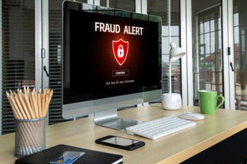 Cyber security software show alert of cyber attack for protection snugly. Danger from virus, phishing and cyber fraud.