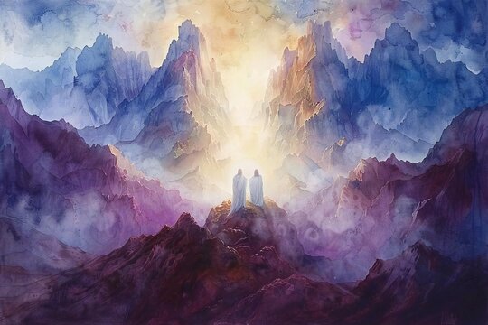 The glorious Transfiguration of Jesus on the mountain with Moses and Elijah, witnessed by Peter, James, and John.