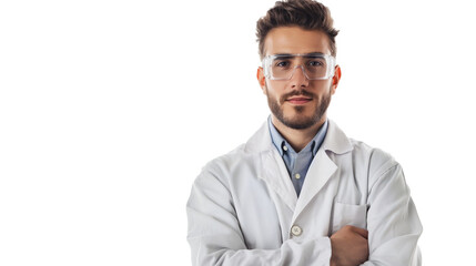 Wall Mural - portrait of a male scientist isolated on transparent background, scientist cut out 