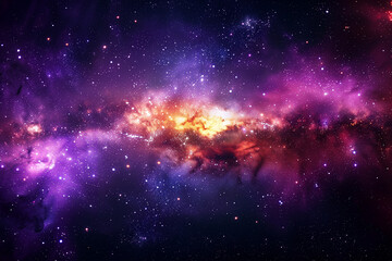 Wall Mural - starry clear night sky. mixed media, silhouette trees against sky at night with colorful galaxy in b