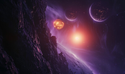 Wall Mural - ai generated illustrations of science fiction in space, planets in space