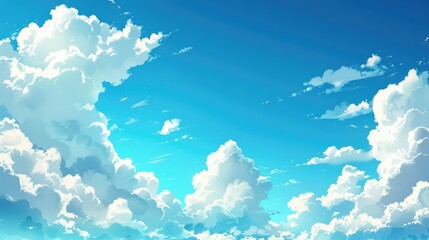 Canvas Print - Background of a sunny day with blue sky and fluffy white clouds