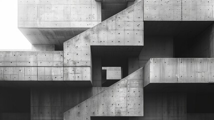 Poster - Monochrome image showcasing the intricate geometric shapes and textures of concrete architecture