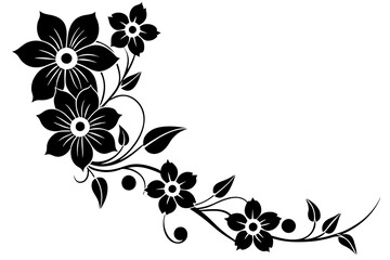 Wall Mural - Floral corner design silhouette vector illustration