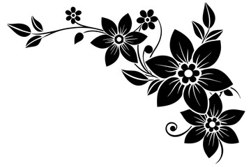 Wall Mural - Floral corner design silhouette vector illustration